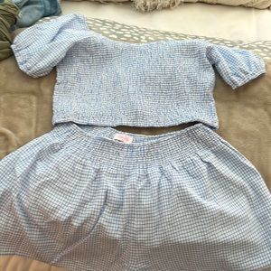 SUPER CUTE light blue gingham set